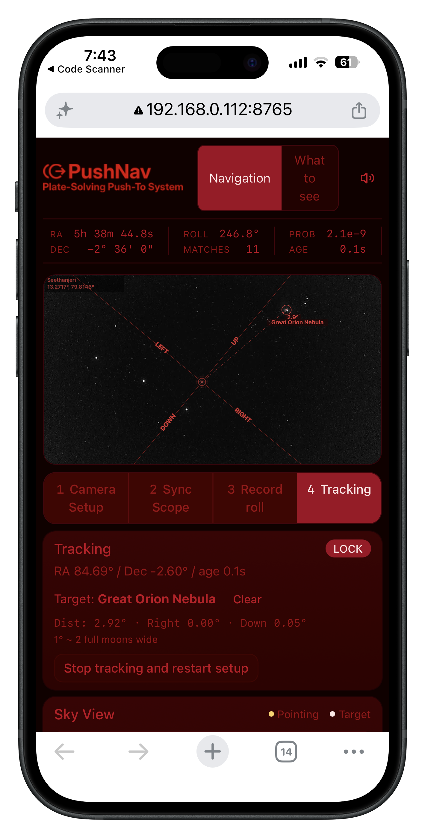 PushNav mobile companion view