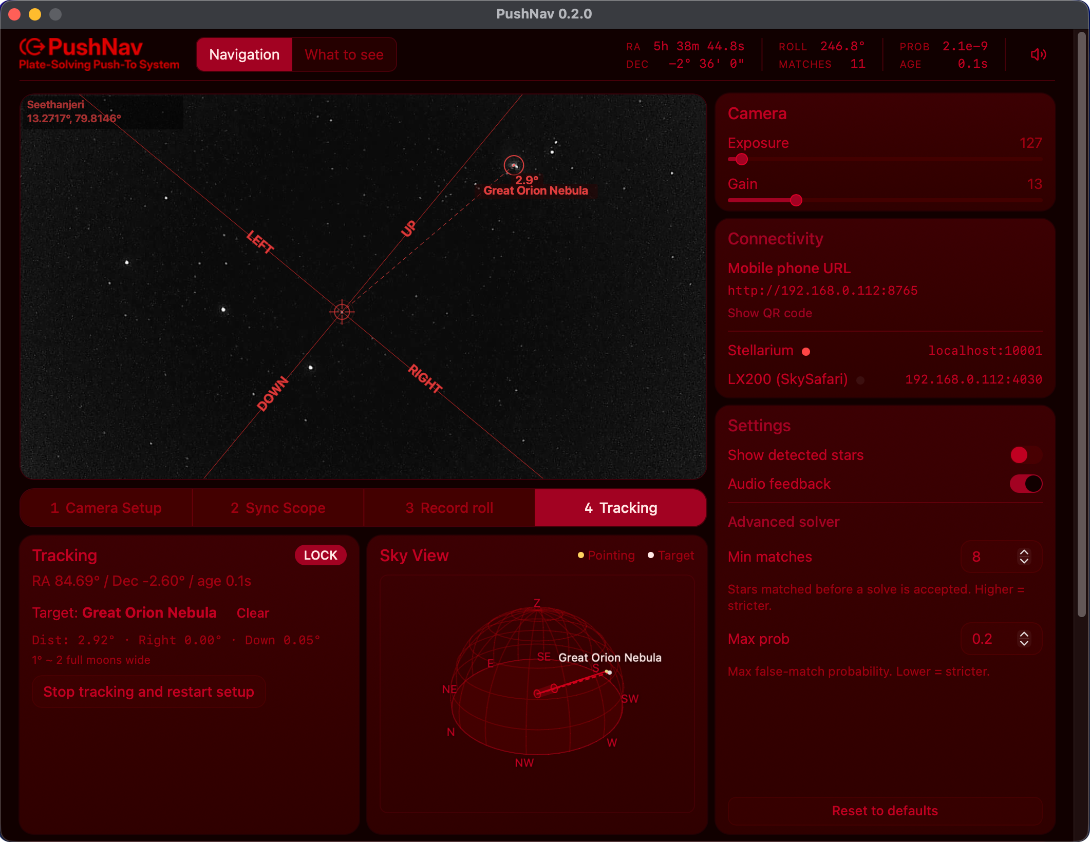 PushNav in tracking mode