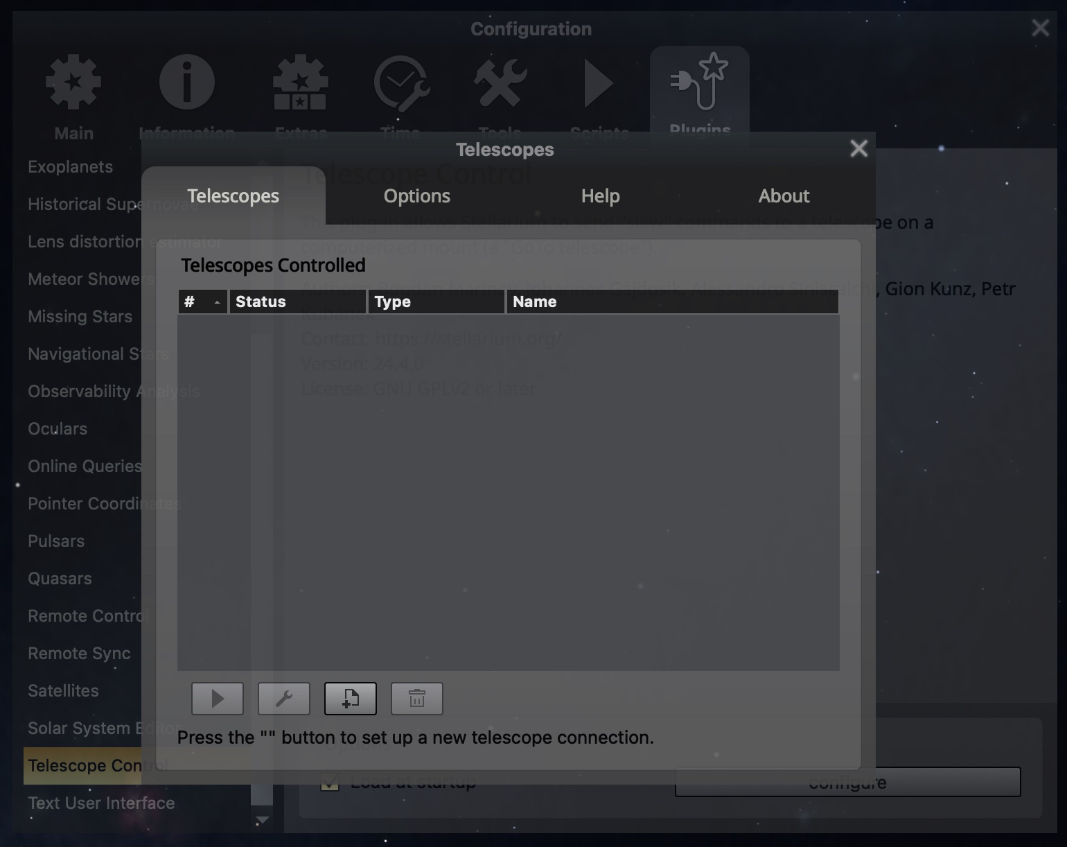 Empty Telescopes Controlled list