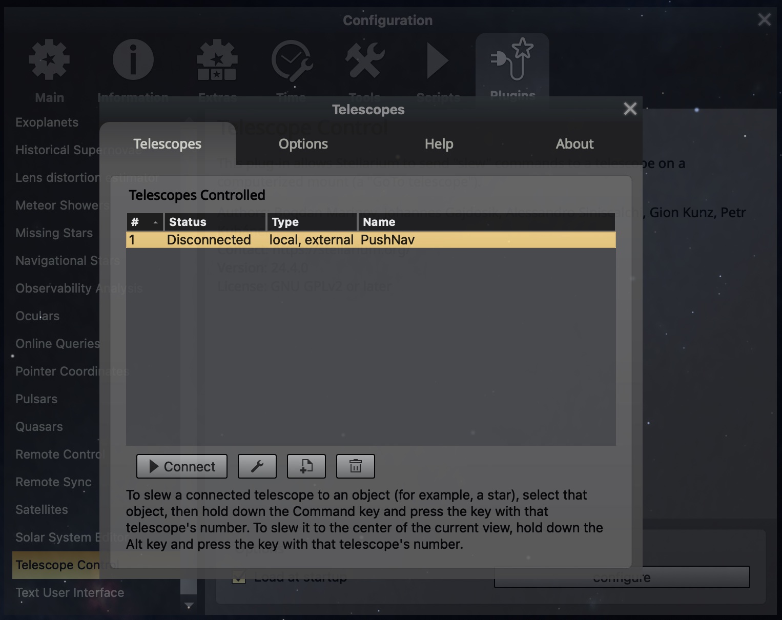 PushNav listed as Disconnected